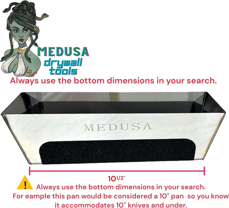 MEDUSA , 10" Professional Grade Heli-Arc Welded Stainless Steal Drywall Taping Mud Pan with Non Slip Grip, Easy Clean, Perfect for All Knives 10" And Under, Durable, and Built to Last - Image 4